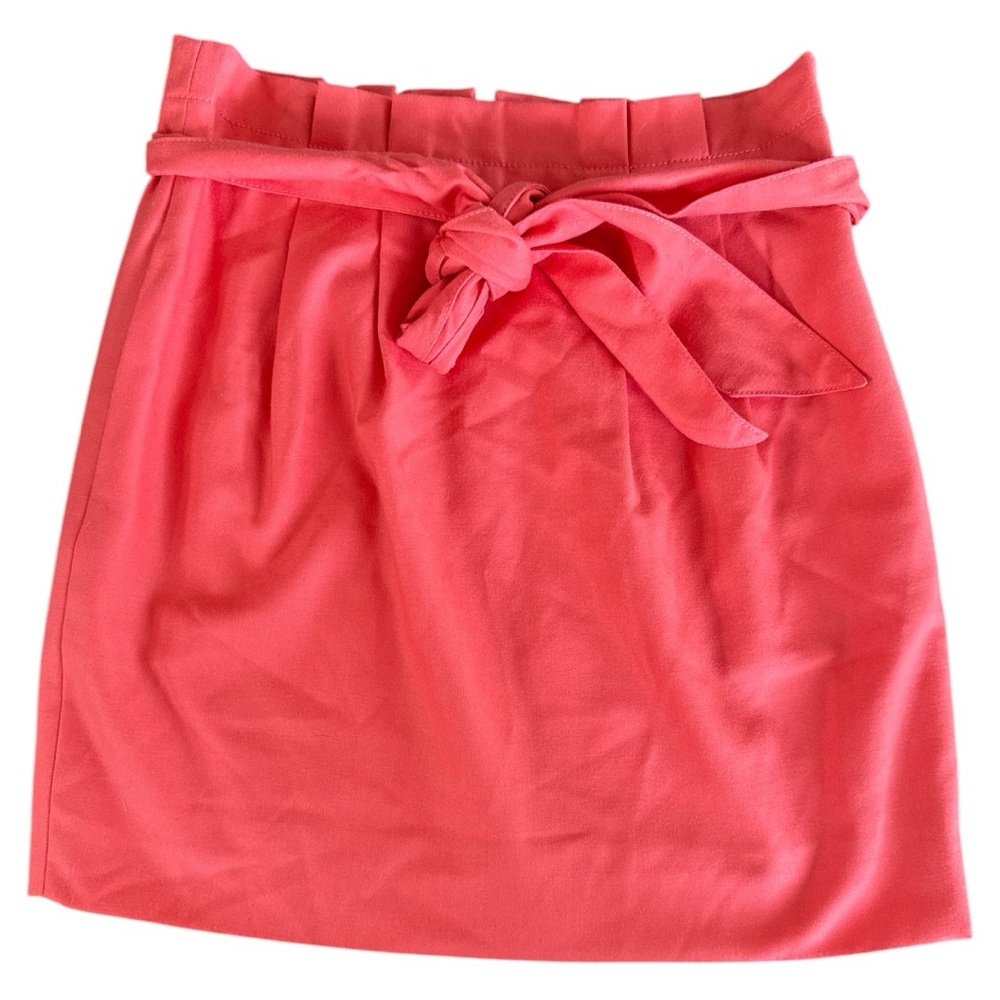 J. Crew Pleated Paper Bag Belted Skirt in Coral Size 10